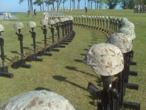 The 90 Marines and Sailors killed in the last 12 months in Afganistan. The picture says it all!